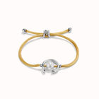 Pulsera de hilo camel con perla shell fornitura ba&ntilde;ada en plata de ley